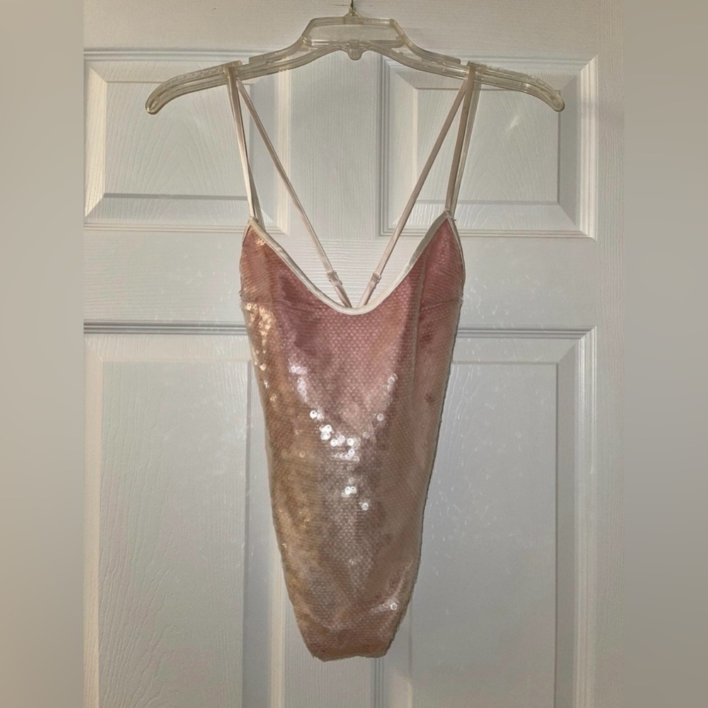 Pink VS Sequin Lingerie Bodysuit!